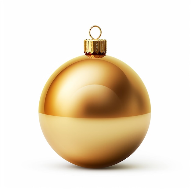 Kerstboom speelgoed Gouden bal geïsoleerd op witte achtergrond Realistische vectorillustratie Ontwerp