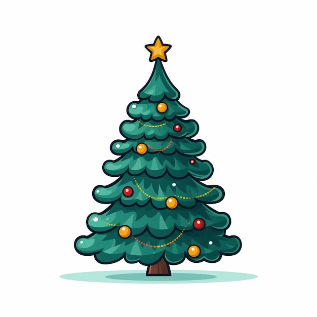 Foto kerstboom vector 2d platte kleur witte achtergrond