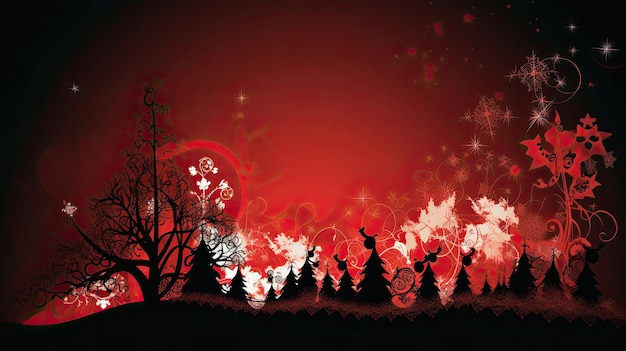 Kerstboomdecoratie binnenbehang Kleurrijke ornamenten en lichten Generatieve AI