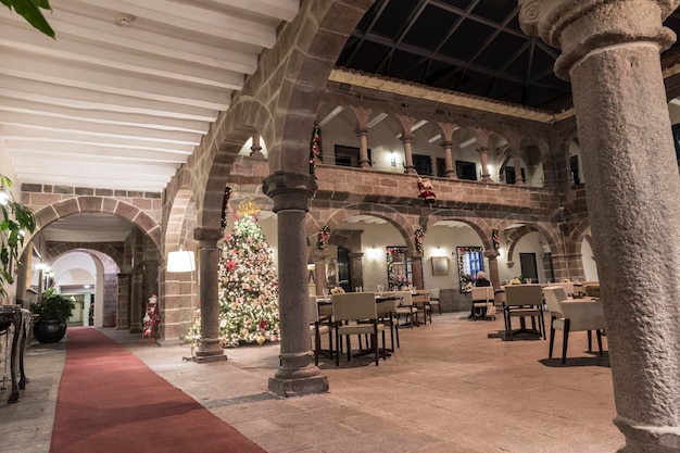 Kerstboomfoto's in een luxehotel.