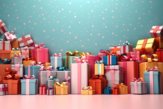 Kerstcadeau doos achtergrond vele cadeau dozen gebonden fluweel lint verjaardag viering behang