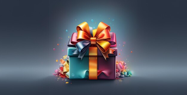 Foto kerstcadeau doos met sterren ontwerp logo voor geschenken kleurrijke en realistische generative ai inhoud