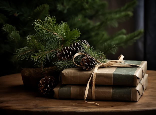 Kerstcadeau dozen met cadeaukaart Luxe decoraties Kerst achtergrond