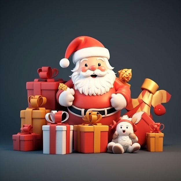 Kerstcadeau kerstman met cadeau doos foto AI Generated Image