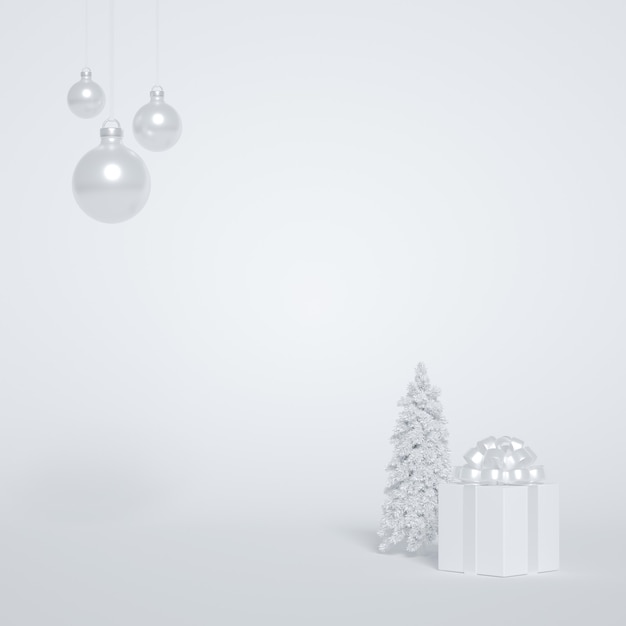 Kerstcadeau met lint en kerstballen decoraties