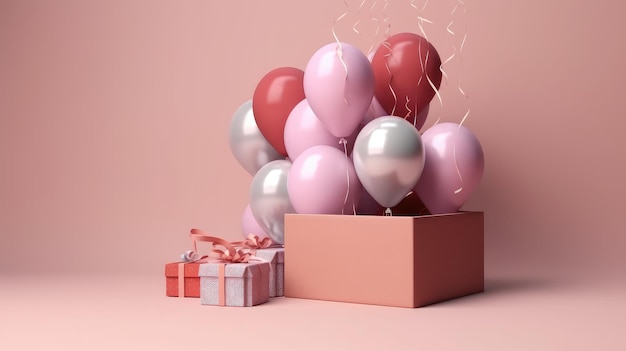 Kerstcadeaus en ballonnen gegenereerd door AI