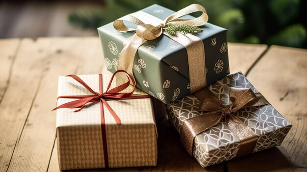 Kerstcadeaus en -geschenken landelijke geschenkdozen in landelijke stijl voor vakantie, boksdag en vakanties, winkelen generatieve ai
