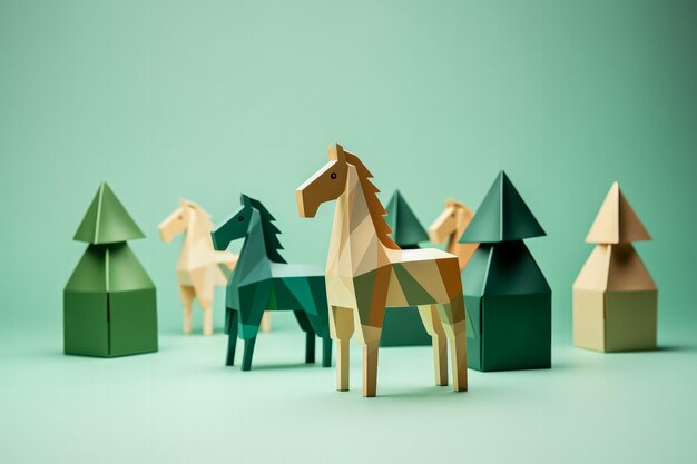 Kerstcadeaus in minimalistische stijl met paardenthema geïsoleerd op een achtergrond met kleurovergang