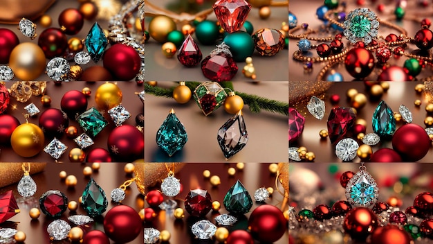 Kerstcadeaus in sieraden Fantastische vormen en modellenVirtuele sieraden Illustratiecollage