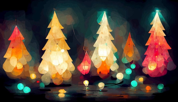 Kerstcadeaus onder de kerstboom kerstillustratie