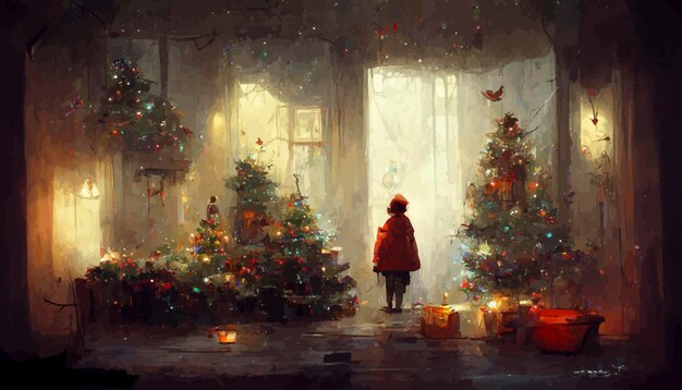 Kerstcadeaus onder de kerstboom kerstillustratie