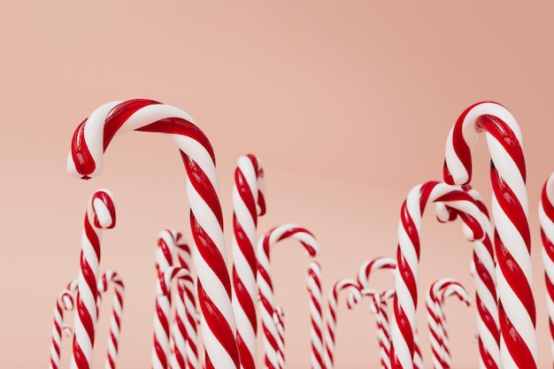 Kerstcandy rooi en wit feestelijk zoet op een roze achtergrond d rendering