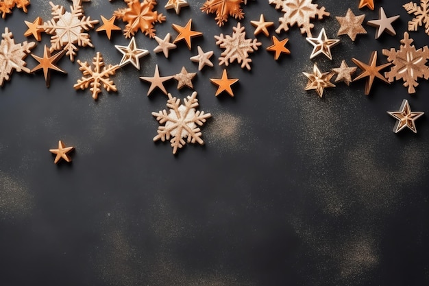 Kerstcompositie met geschenkdozen kaartballen dennentakken dennenappels met kopieerruimte Kerstmis