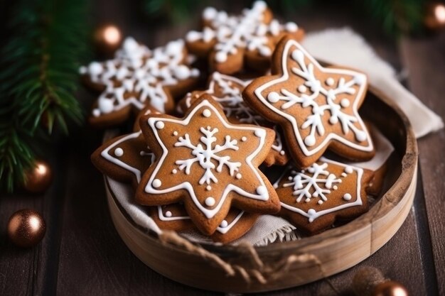 Kerstcompositie met kersthandgemaakte peperkoekjes