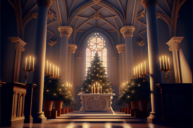 Kerstconcept aanbidding en prijs God 3DRender