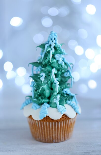 Kerstcupcake met lichtjes