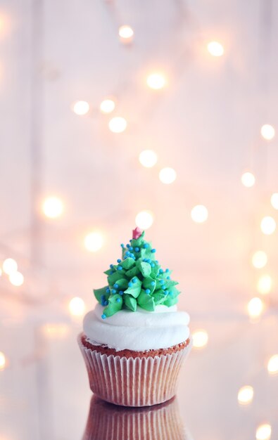 Kerstcupcake met lichtjes