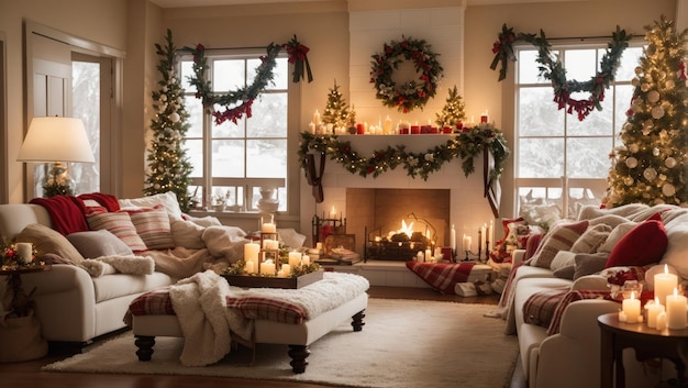 Kerstdecor in de gezellige woonkamer