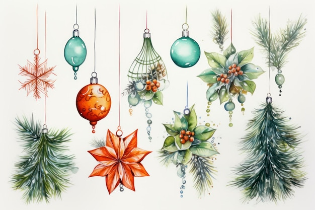 Kerstdecoratie aquarel