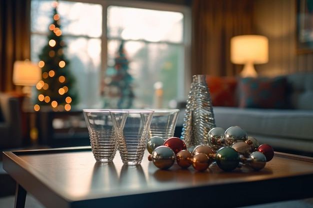 Kerstdecoratie in woonkamer interieur