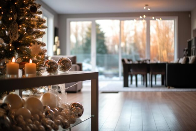 Kerstdecoratie in woonkamer interieur