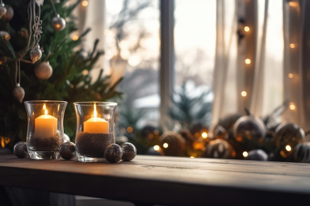 Kerstdecoratie in woonkamer interieur