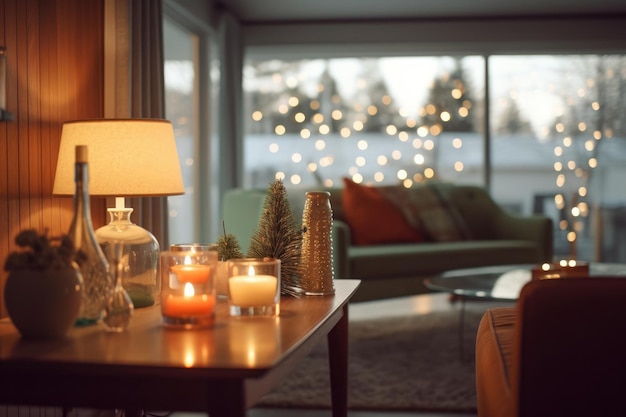 Foto kerstdecoratie in woonkamer interieur