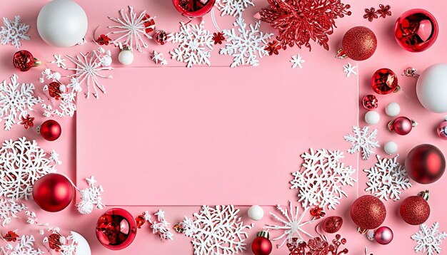 Kerstdecoratie op roze achtergrond.