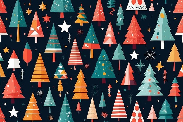 Kerstelementen in moderne minimalistische geometrische stijl Kleurrijke illustratie in platte vector cartoon stijl