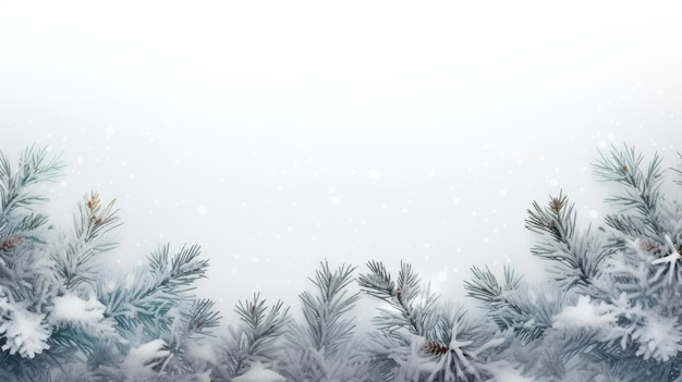 Kerstframe met dennen takken met sneeuw Leegte ruimte voor tekst