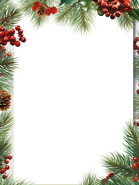 kerstframe met dennenkegels en holly bessen generatieve ai