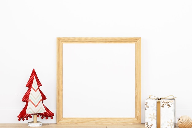 Kerstframe mockup gemaakt van hout