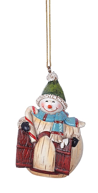 Kerstgadget om aan de kerstboom te hangen met figuren van de kerstman, kerststal, slee,