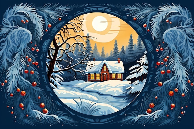 Foto kersthuis exterieur kerstversieringen winter desktop achtergrond kerstkaart