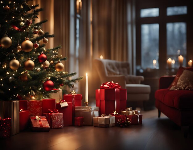 Foto kerstkaars decoratie afbeelding ai gegenereerd