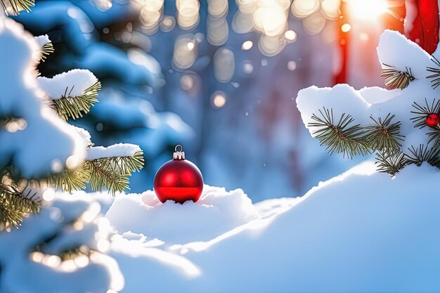 kerstkaart achtergrond dennenboom takken op de sneeuw winter achtergrond nieuwjaar en vrolijke chri