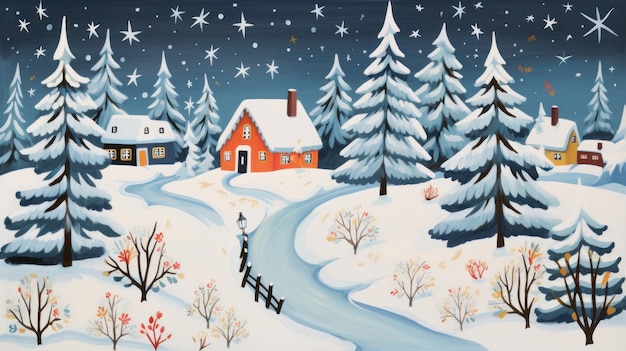 Kerstkaart met illustraties