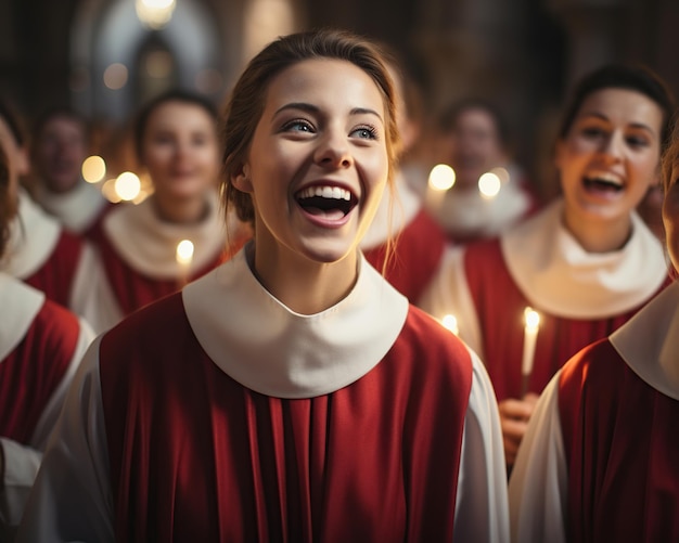 Kerstkoor Vrouwen zingen in het koor in de kerk