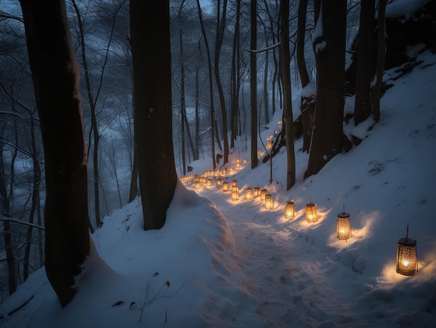 Kerstmagie in een winters bos