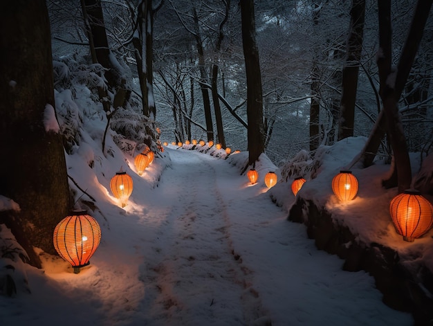 Kerstmagie in een winters bos