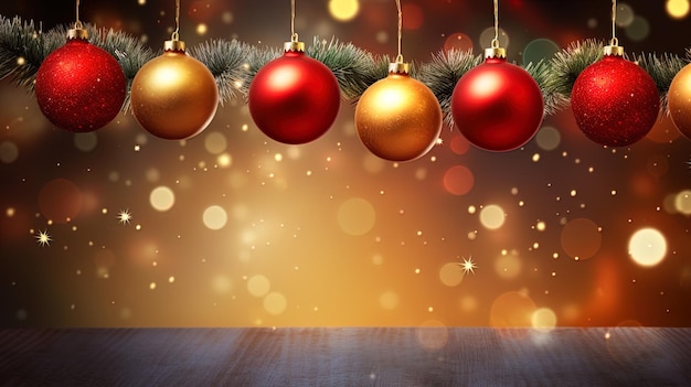 Kerstmagische achtergrond met feestelijke versieringen en kransen