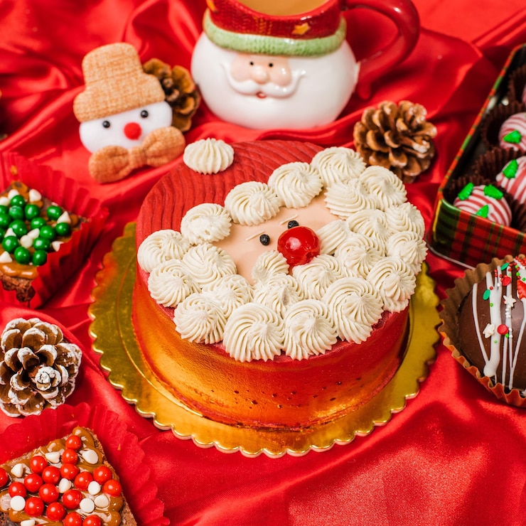 Foto kerstman cake versierd voor kerstmis