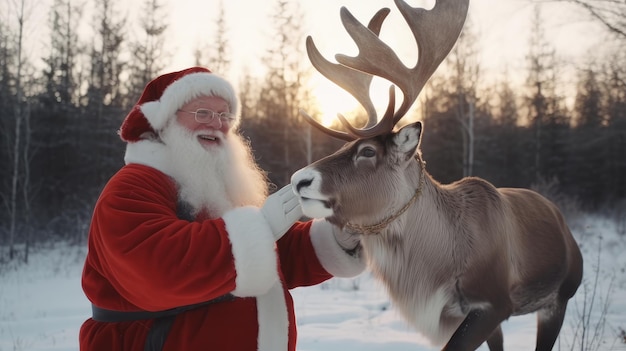 Kerstman en rendieren voor Kerstmis