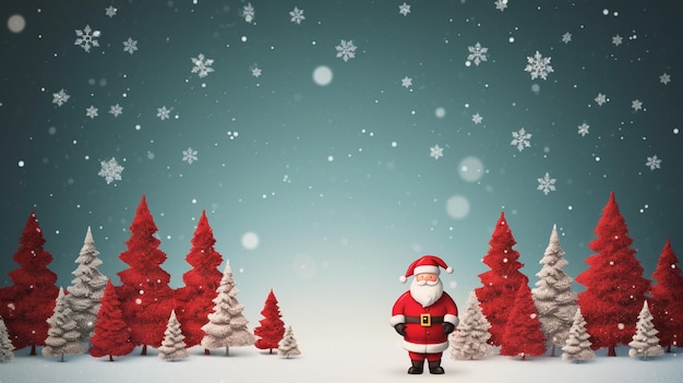 Kerstman en sneeuwvlokken en kerstbomen creative commons attributie wedstrijd winnaar eh shepard grid geassocieerd persfoto banner met lege ruimte voor tekst