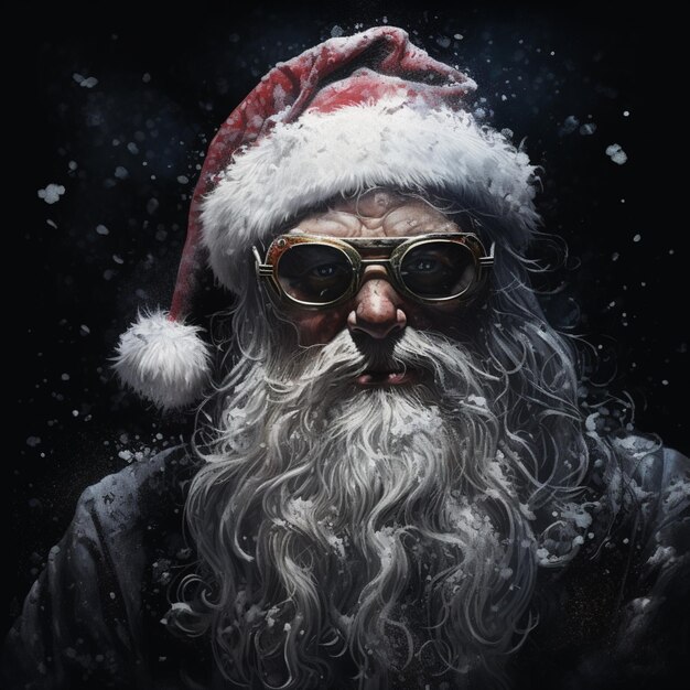 Kerstman glimlach Ultra realistische psychedelische Kerstman achtergrond AI gegenereerde kunst