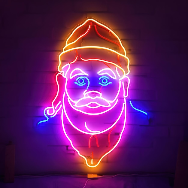 Foto kerstman kerstmis seizoensgebonden icoon retro neon bord helder elektrisch licht bord