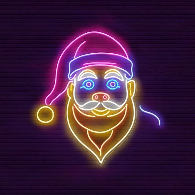 Kerstman Kerstmis seizoensgebonden icoon retro neon bord helder elektrisch licht bord