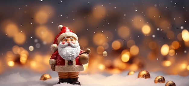 Kerstman staat in de sneeuw op de achtergrond voor Kerstmis in de stijl van sparklecore