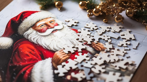 Kerstmanpuzzel op een tafel Generatieve AI