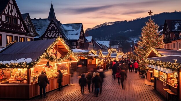 Kerstmarkt in de avond